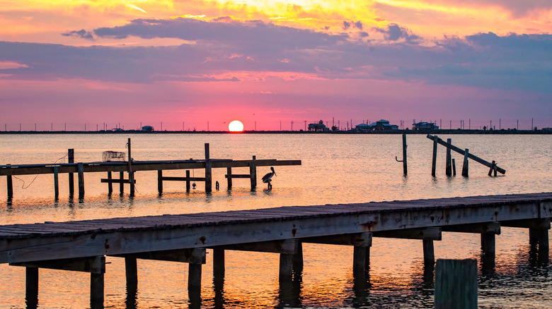 Sunset over Caminada Pass at Grand Isle, Louisiana