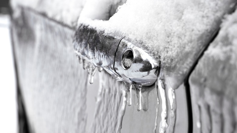 A frozen car lock