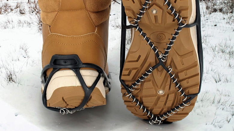 The Xproutdoor Ice Cleats in the snow