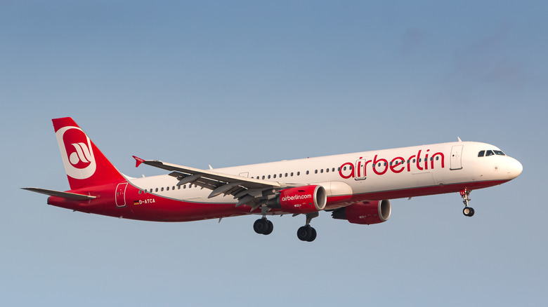Red and white Air Berlin plane