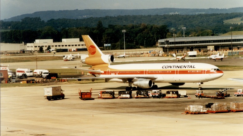 Continental Airlines plane parked at London Gatwick