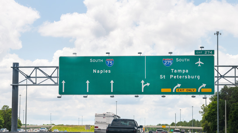 Naples Florida road sign from the highway