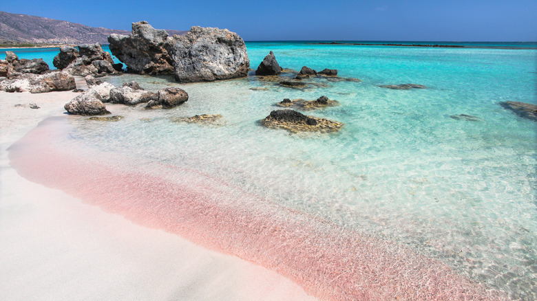 The pink sand on the shore of Elafonisi.