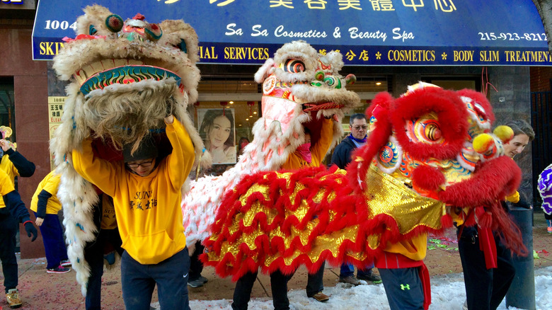 Lion dance in chinatown, Philadelphia.