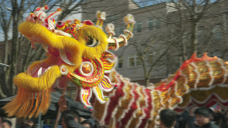 Dragon dance in Seattle at the Lunar New Year.