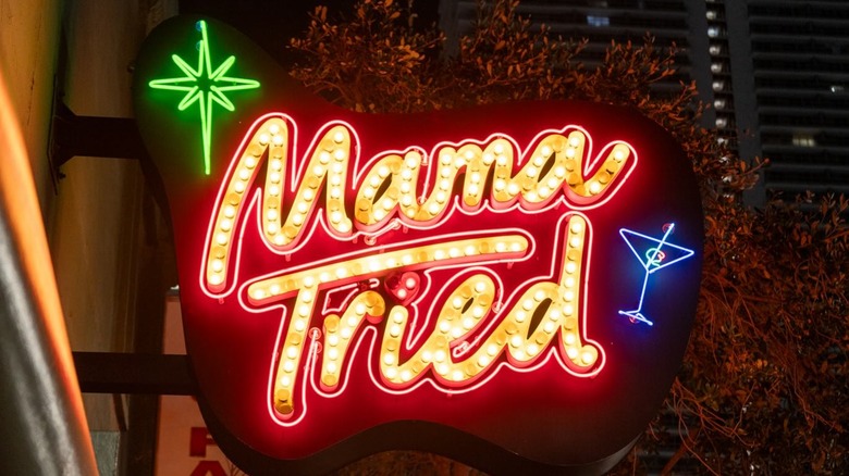 Neon sign of Mama Tried in Miami
