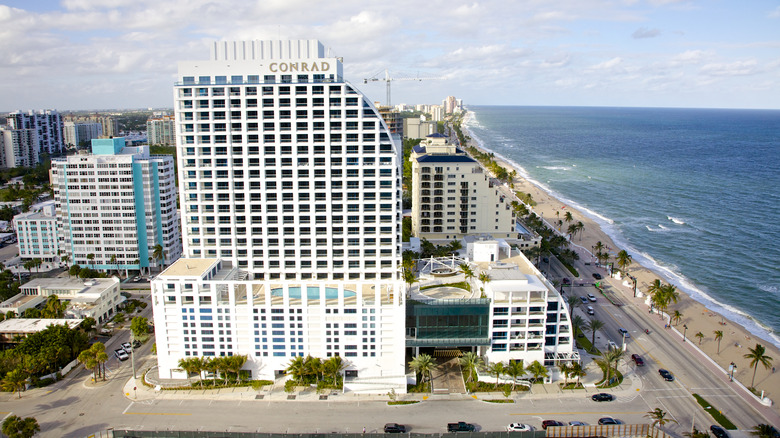 View from up high of The Conrad, Hilton Worldwide's luxury brand, Fort Lauderdale Beach, Broward County, Florida, USA