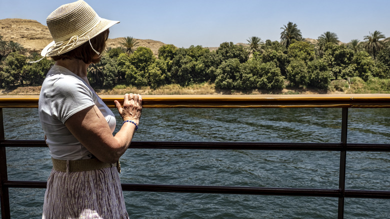 Cruise passenger looking out on Nile