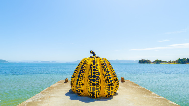 Art installation on pier in Naoshima, Japan
