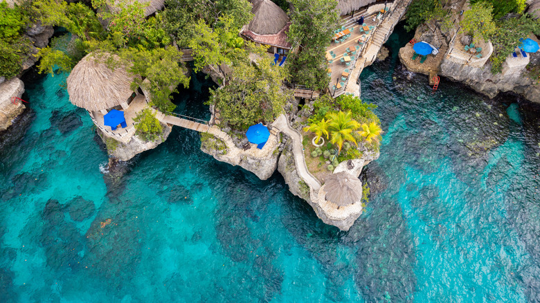Aerial view of cliffside dining