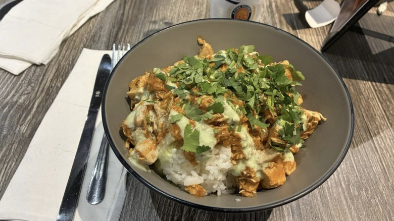 Curry rice bowl topped with cilantro