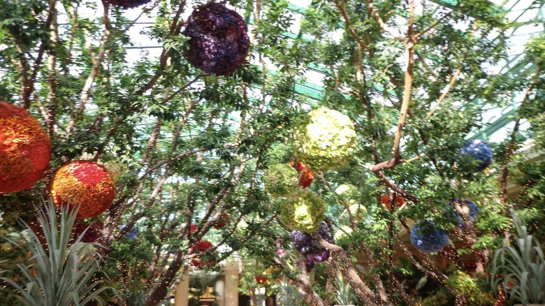 View of floral filled atrium at the Wynn Las Vegas on a sunny day