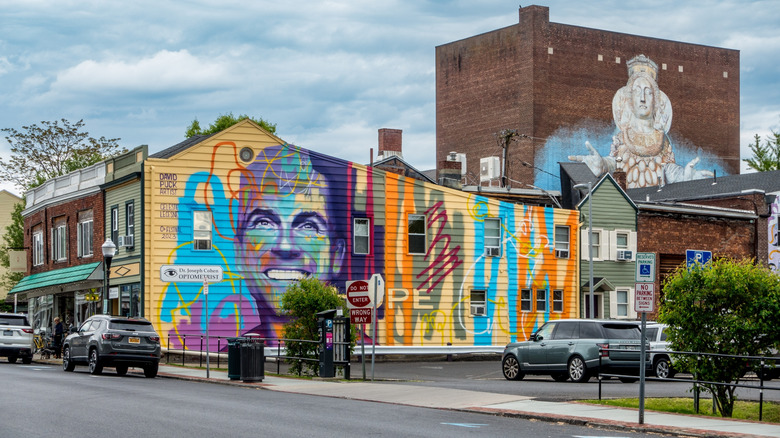 A mural on a downtown building in Kingston, New York