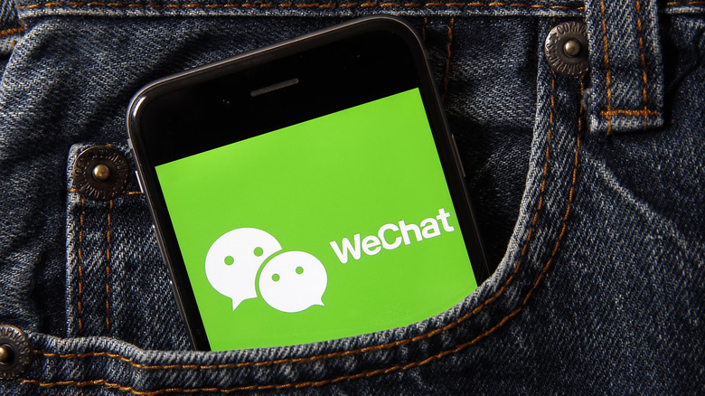 A smartphone displaying WeChat on the screen