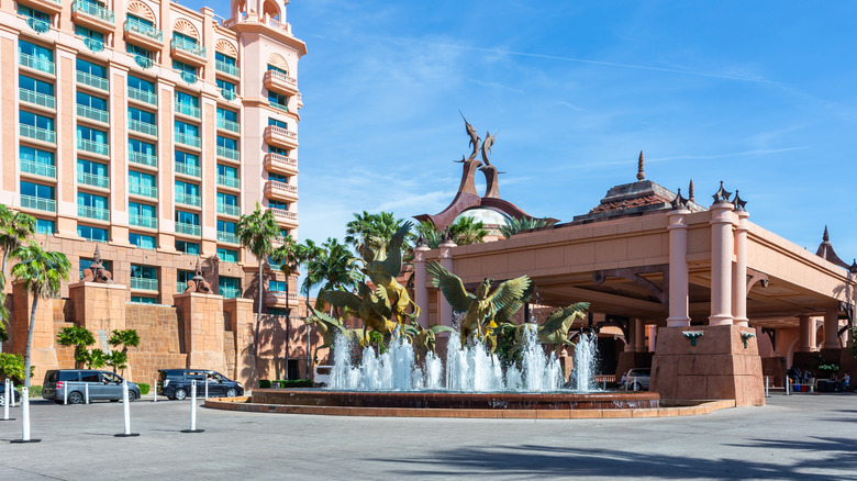 View of fountain in front of guest drop-off area