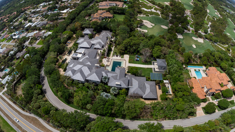 Aerial fisheye photo Michael Jordan's House in Jupiter, Florida