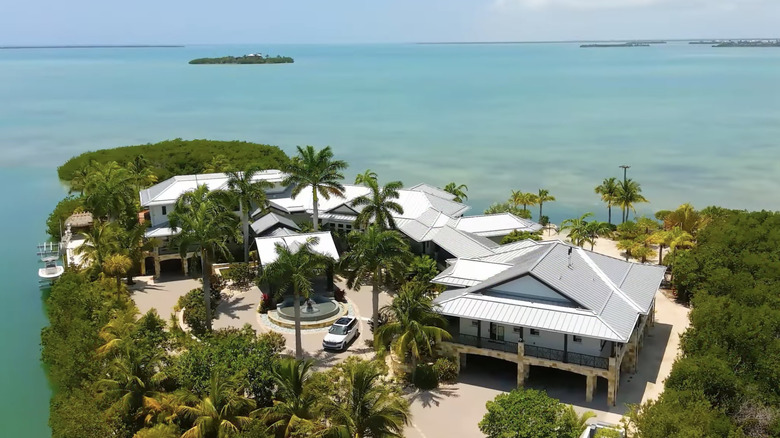 Aerial exterior view of Sydney Sweeney's Florida Keys house