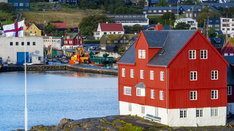 Brightly painted Government Office Building in Torshavn - Faroe Islands