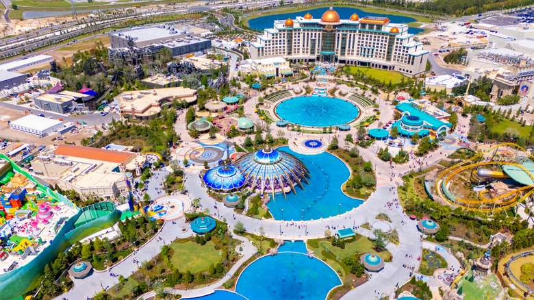 Aerial view of Universal Orlando's Epic Universe theme park