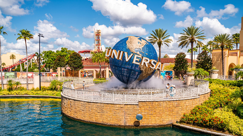 The rotating Universal globe logo as seen at Universal Orlando