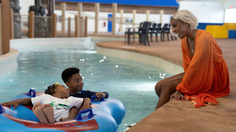 Singer Kelly Rowland and family attend the grand opening ceremony at Great Wolf Lodge Texas Gulf Coast on August 07, 2024