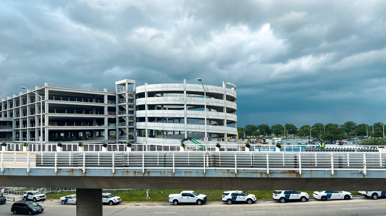 View of a major construction project at the international terminal of Chicago O'Hare Airport.