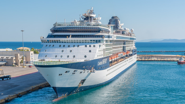 Athens, Greece - 02 August 2025: The Celebrity Infinity cruise ship in port in Athens, Greece