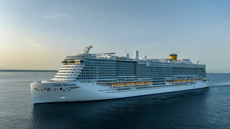 View of the Costa Smerelda cruise ship in open water