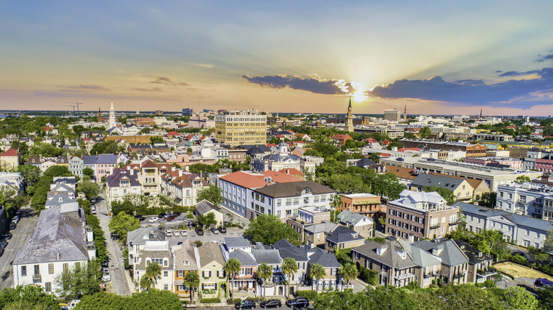An overhead shot of downtown Charleston, South Carolina