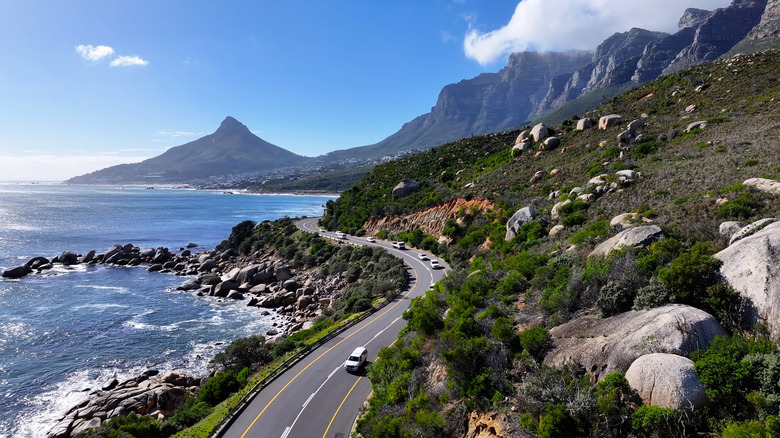 View of a coastal road at Cape Town in South Africa