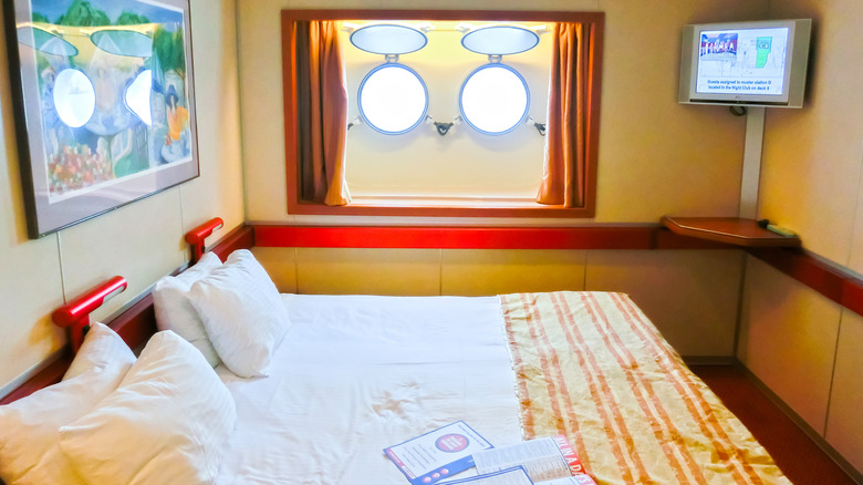 View of cabin with two portholes