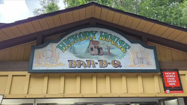 Close up of sign on Hickory House Bar-B-Q at Dollywood theme park