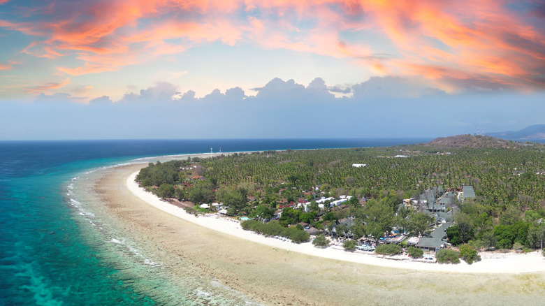 An overhead shot of Gili Trawangan.