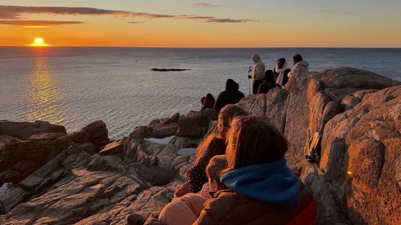 Sunrise at Otter Cliffs in Acadia National Park, Maine.
