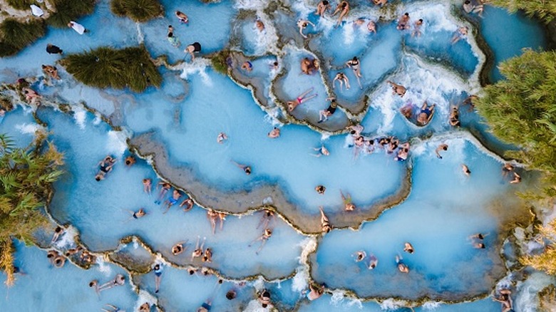 The natural travertine pools at Cascate del Mulino, Saturnia.