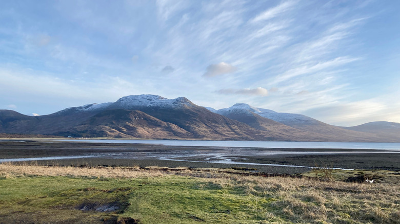 View of hill on Iona from Mull Scotland