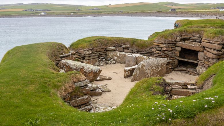 skare brae archeological site in Orkney, Scotland.