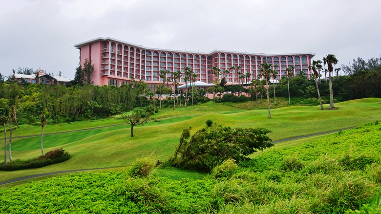 Exterior view of the iconic pink Fairmont