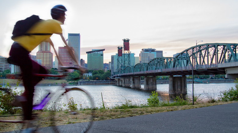 Cycling in Portland, Oregon.
