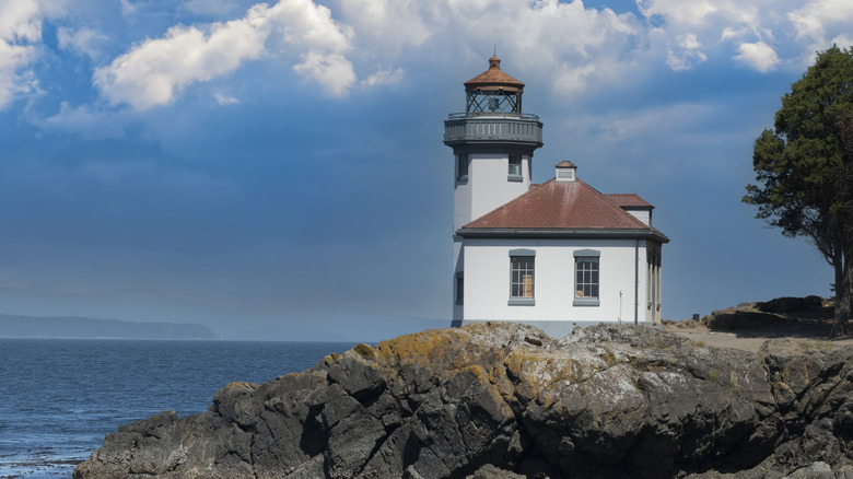 The Lime Kiln Lighthouse on San Juan Island in Washington's Puget Sound