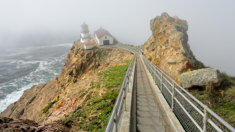 The steep stairs leading to the Point Reyes Lighthouse near Inverness, California