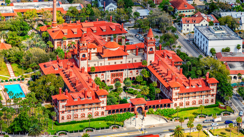 The beautiful Spanish cultural influenced architecture of the Ponce de Leon Hall of Flagler College in St. Augustine, Florida.