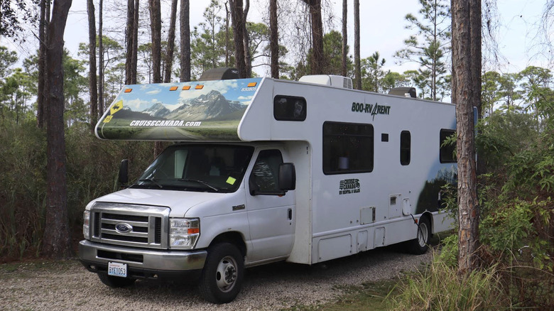 An RV in the St. George Island State Park Campground.