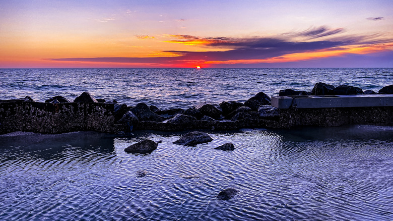 A sunset above Honeymoon Island State Park near Dunedin, Florida