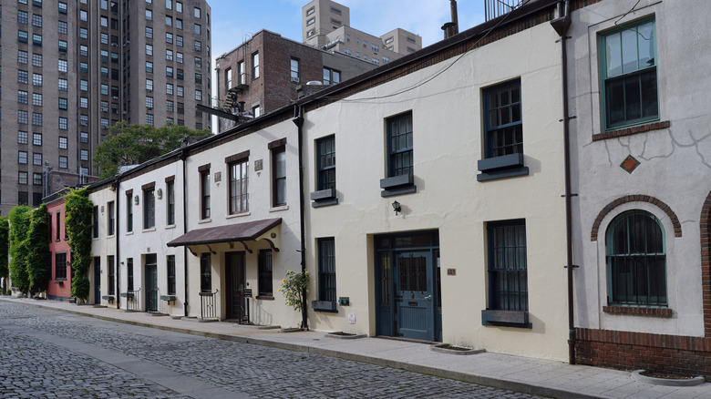 The cobblestone streets of Washington Mews in Manhattan