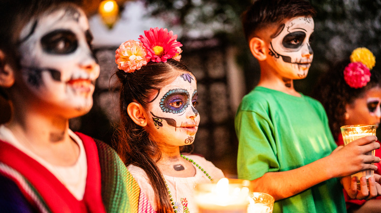 Children celebrating Day of the Dead in Mexico.