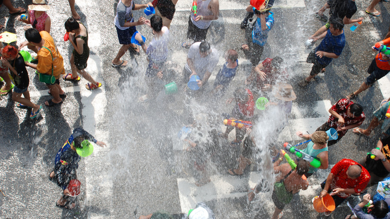 getting wet in Bangkok during Songkran.