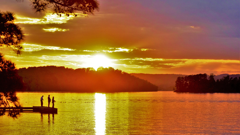 Fishing at sunset on Lake Guntersville.