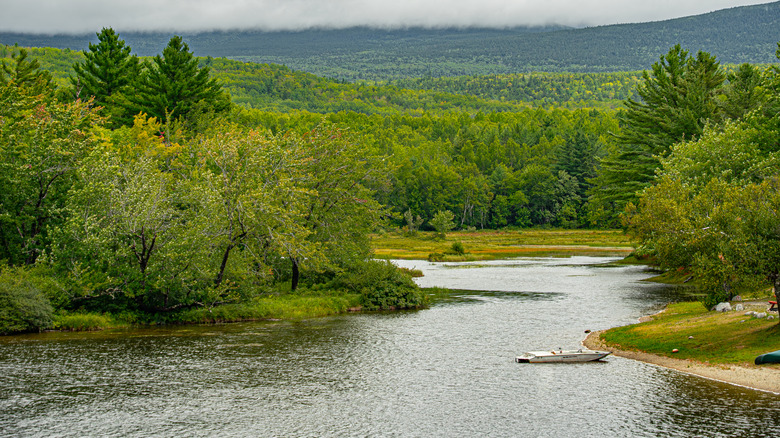 The Penobscot River and mountains in Baxter State Park.