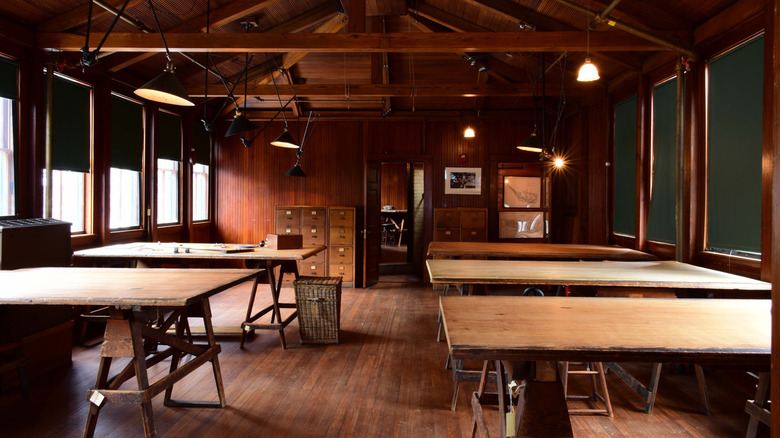 The interior of the Upper Drafting Department of Fairsted at Frederick Law Olmsted National Historic Site, Massachusetts